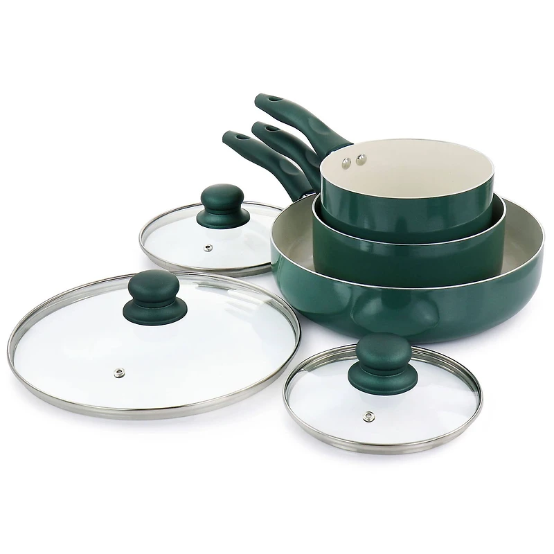 Gibson Home® 11-Piece Green Gazebo Ceramic Nonstick Aluminum Cookware Set
