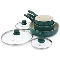 Gibson Home® 11-Piece Green Gazebo Ceramic Nonstick Aluminum Cookware Set