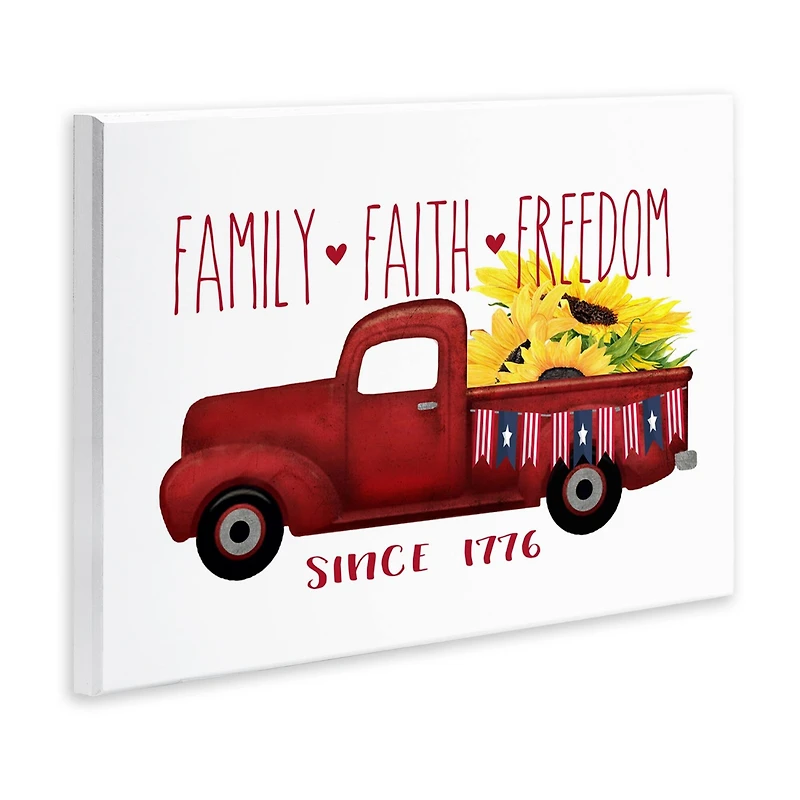Stupell Industries Family Faith Freedom Americana Floral Country Truck Wall Plaque Art