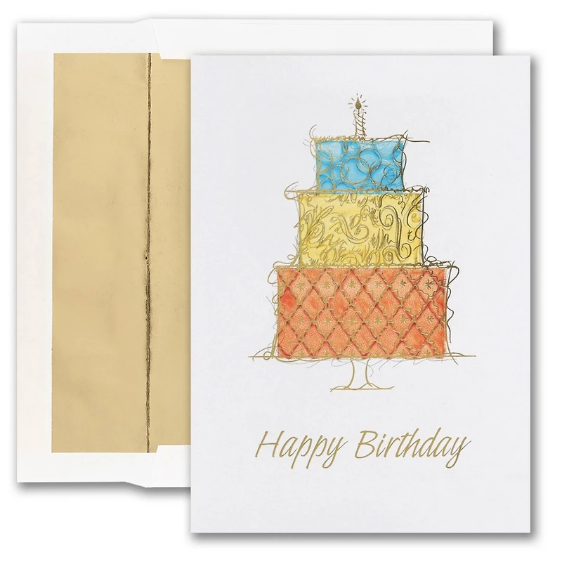JAM Paper Birthday Cake Blank Card & Matching Envelopes Set, 25ct.