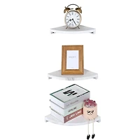 Gray White Floating Corner Wall Shelf Set