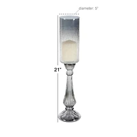 21" Black Glass Traditional Candle Holder