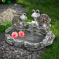 11.75" Turtle Couple Outdoor Garden Bird Bath