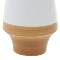 Tan Ceramic Coastal Style Vase, 13" x 9" x 9"
