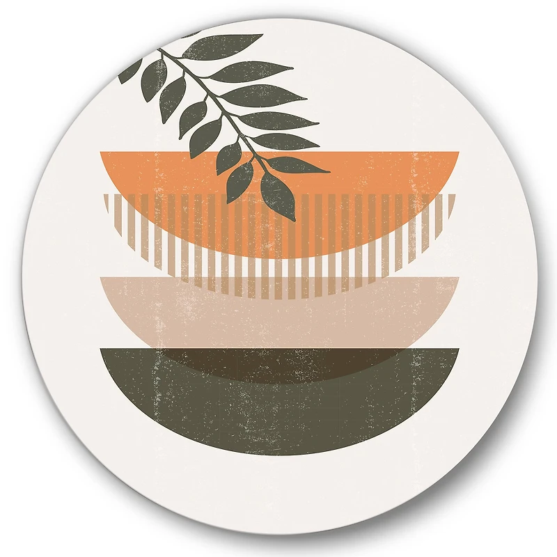 Designart - Abstract Geometrical Sun and Moon With Leaf II