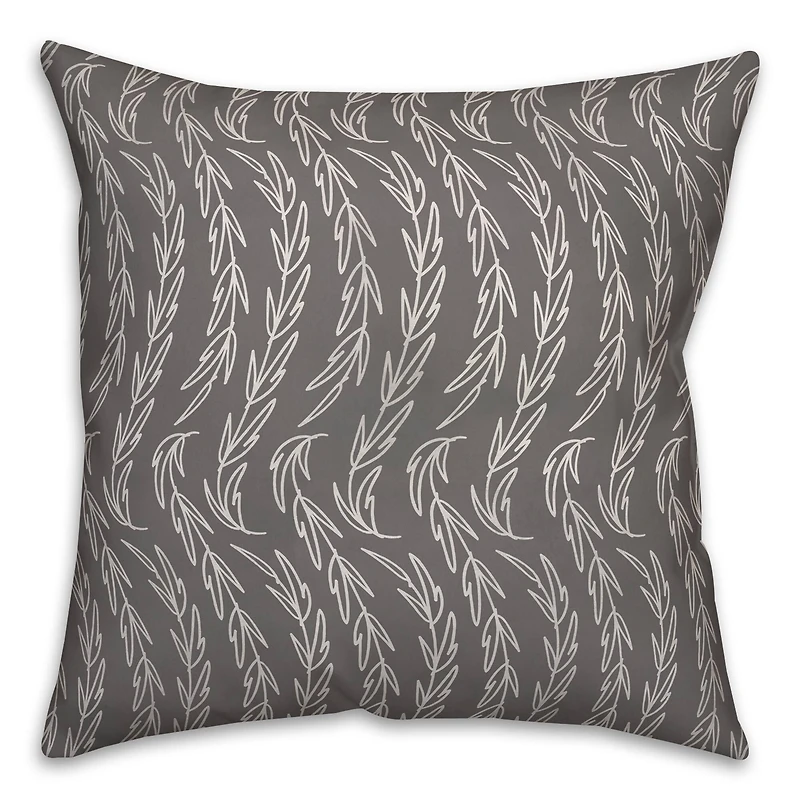 Gray Vine Pattern Throw Pillow 18" x 18"