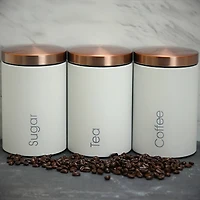 MegaChef Essential Kitchen Storage Matte White 3-Piece Sugar, Coffee & Tea Canister Set
