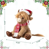 Glitzhome® 15.25"L Christmas Fabric Highland Cow
