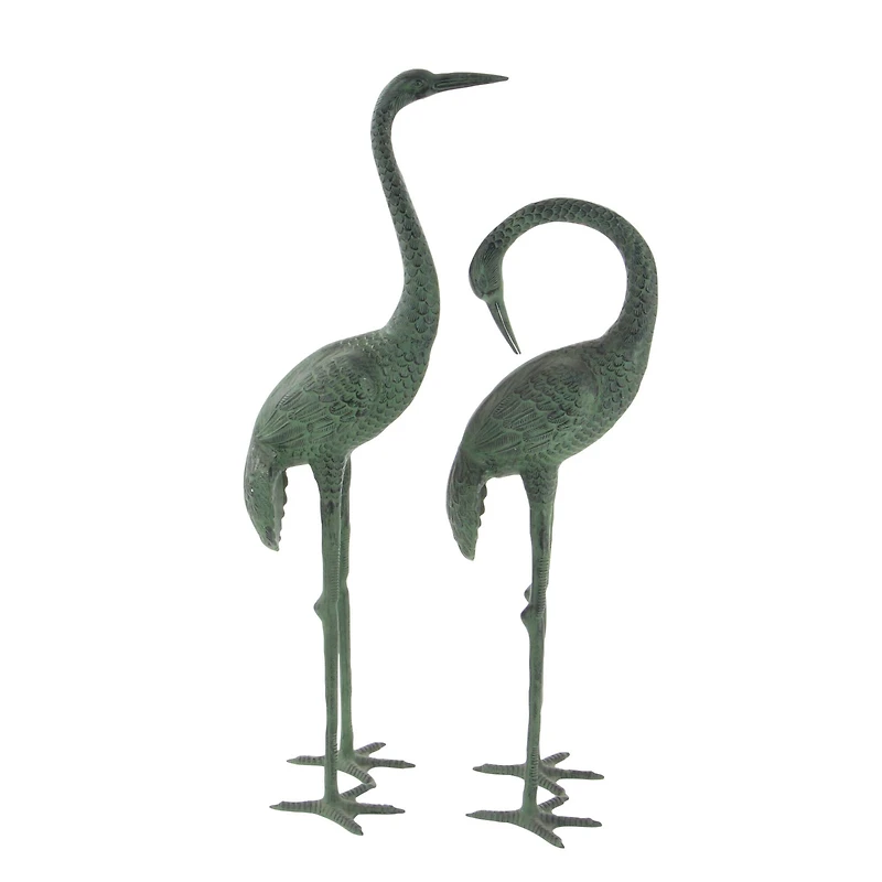 Green Aluminum Coastal Garden Bird Sculpture Set