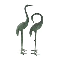 Green Aluminum Coastal Garden Bird Sculpture Set