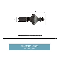 Hastings Home Black Extendable Curtain Rod with Finials