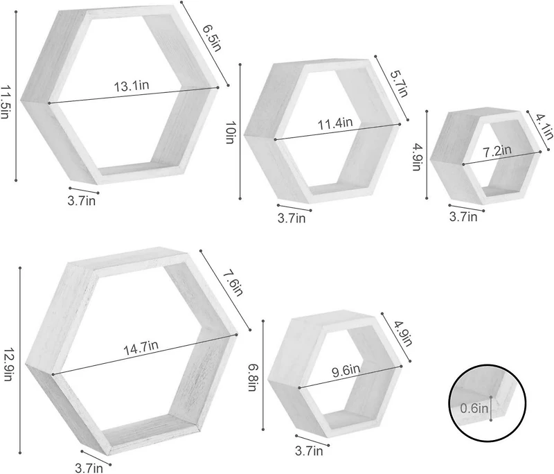 NEX™ Hexagon Floating Honeycomb Shelves Set