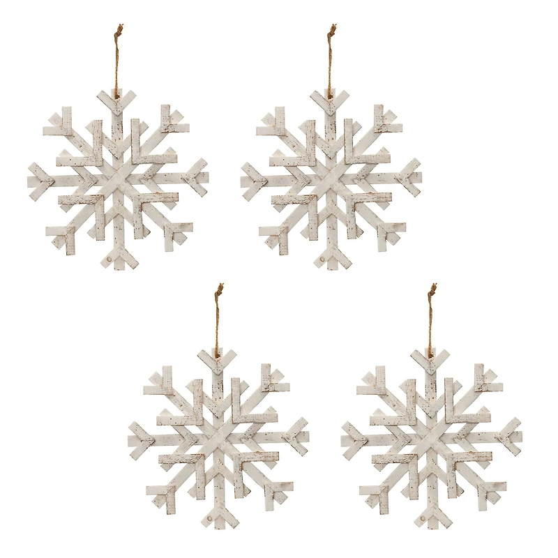 16" Distressed Fir Wood Snowflake