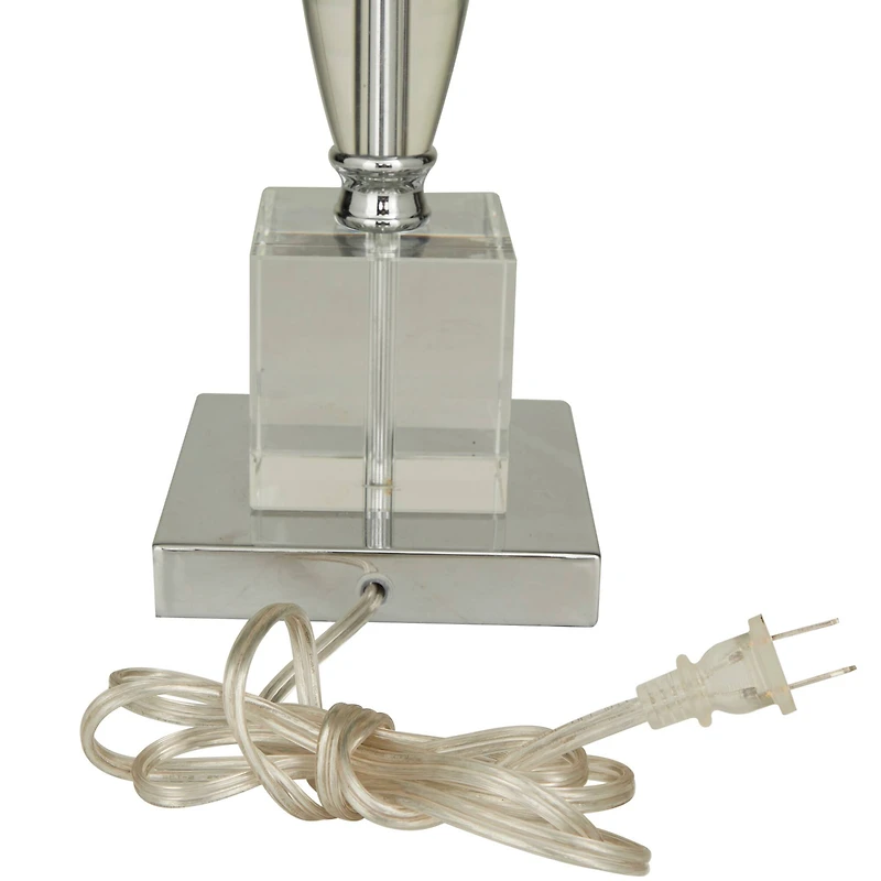 CosmoLiving by Cosmopolitan Clear Crystal Transparent Base Table Lamp with Drum Shade 15" x 15" x 29"