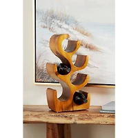 20" Brown Wood Rustic Wine Holder Rack
