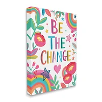 Stupell Industries Be The Change Rainbow Stars & Flowers Wall Art