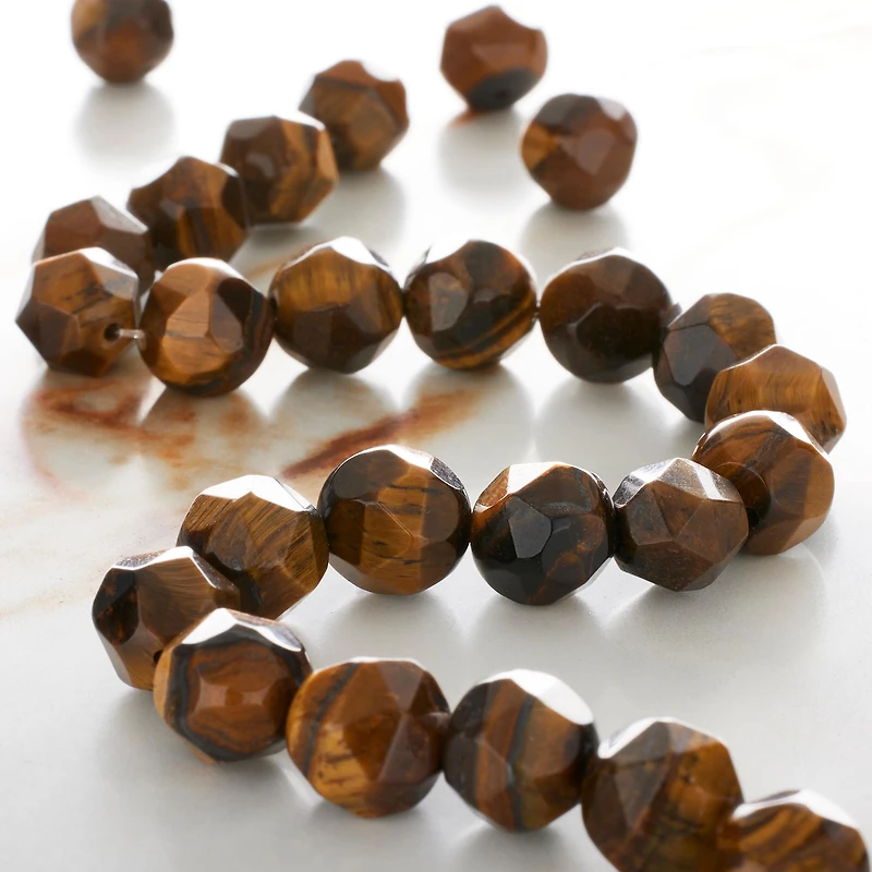 Yellow Tiger's Eye Triangle Faceted Beads, 10mm by Bead Landing™