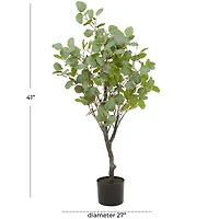41" Green Faux Foliage Eucalyptus Artificial Tree With Black Plastic Pot