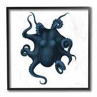 Stupell Industries Minimal Blue Octopus Marine Life Sea Creature,12" x 12"