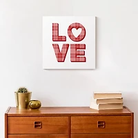 Love Plaid Stack 12" x 12" Canvas Wall Art
