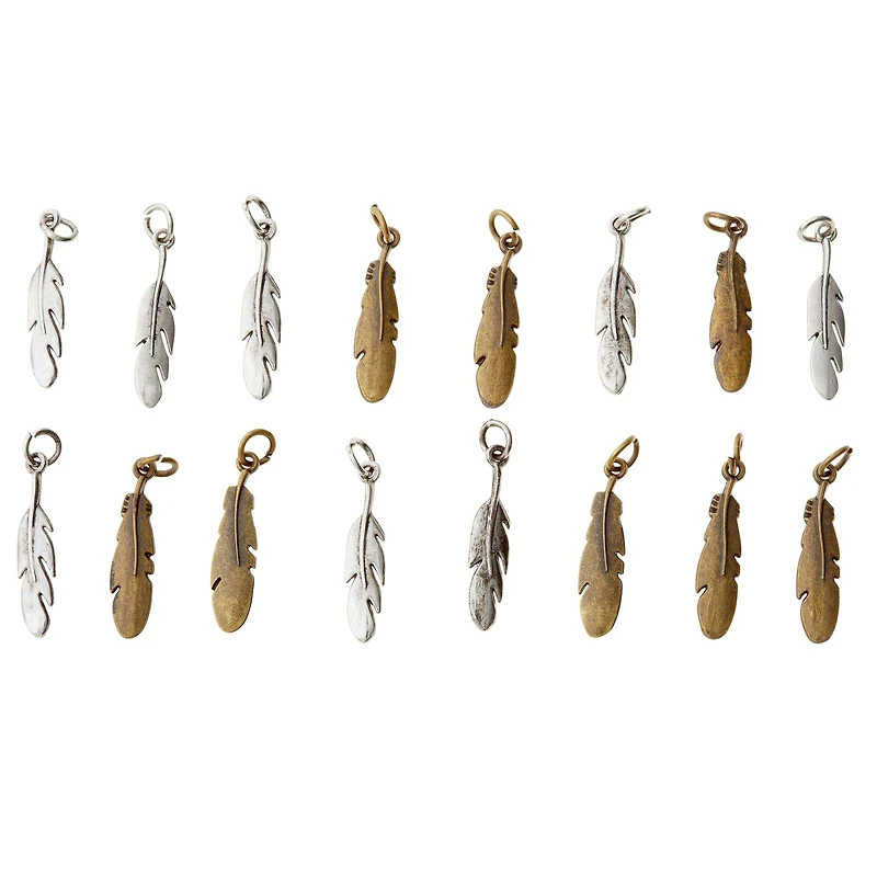 12 Packs: 16 ct. (192 total) Charmalong™ Feather Charms by Bead Landing™