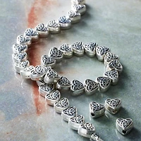 12 Pack:  Antique Silver Carved Heart Beads, 8mm by Bead Landing™