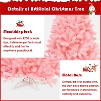 Costway 7.5ft. Unlit Pink Full Fir Artificial Christmas Tree