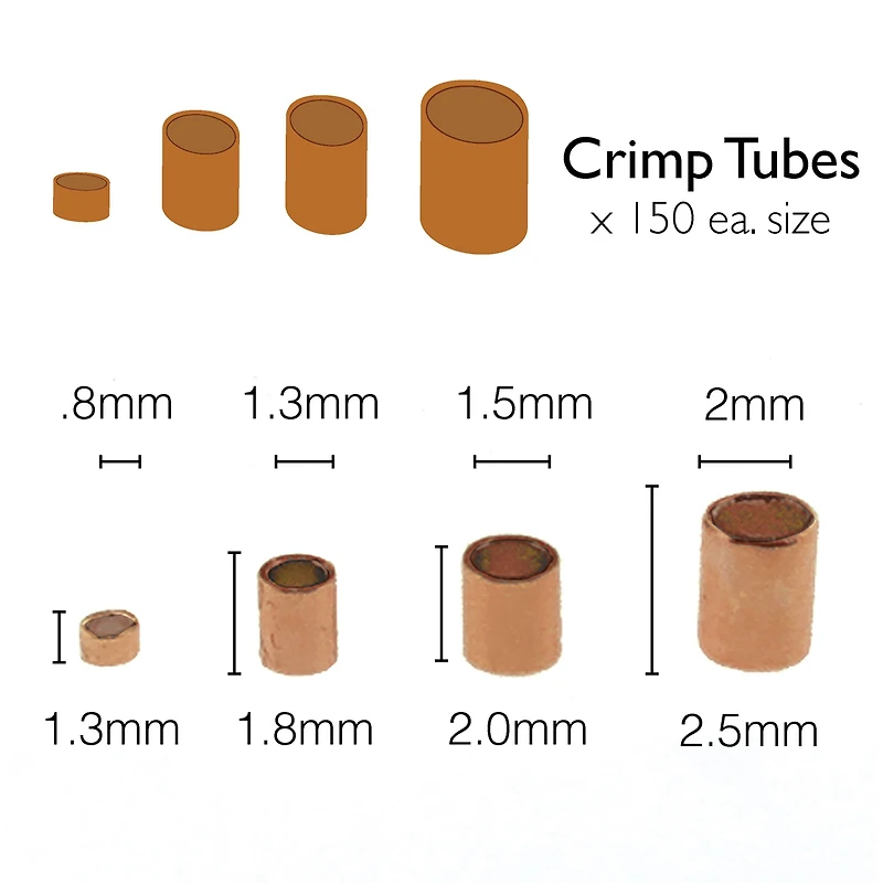 The Beadsmith® Assorted Copper Plated Crimp Tubes, 600ct.