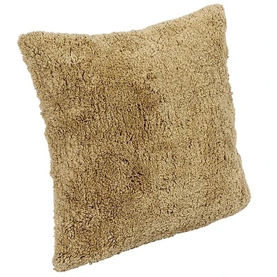 Hello Honey® Mustard Cotton Tufted Pillow with Natural Chambray Back