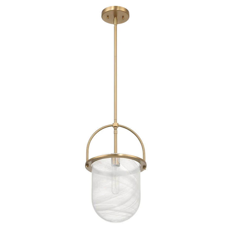 Hello Honey® Beatrice Gold & White Mid-Century Modern Handmade Marbleized Glass & Metal Ceiling Light