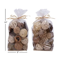 Natural Brown Dried Floral & Rope Orb Vase Filler, 2ct.