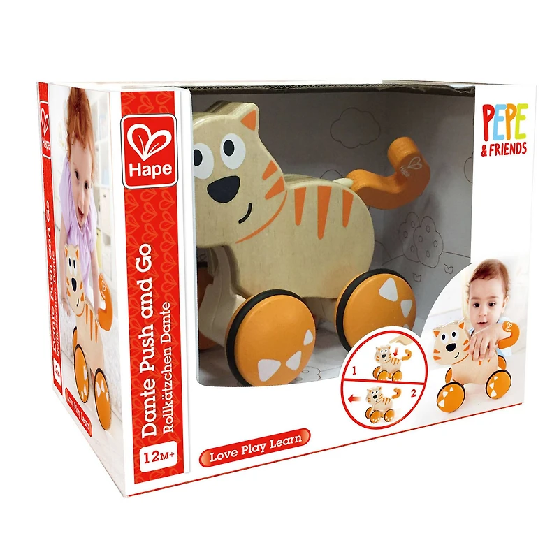 Hape Dante the Cat Push & Go Wooden Release Toy