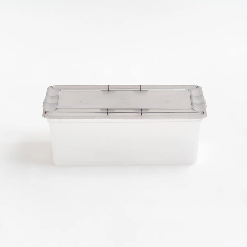 IRIS Clear Stackable Storage Boxes with Gray Lid