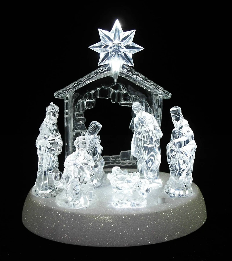 LED Lighted Christmas Nativity Scene - 7.5" - Pure White