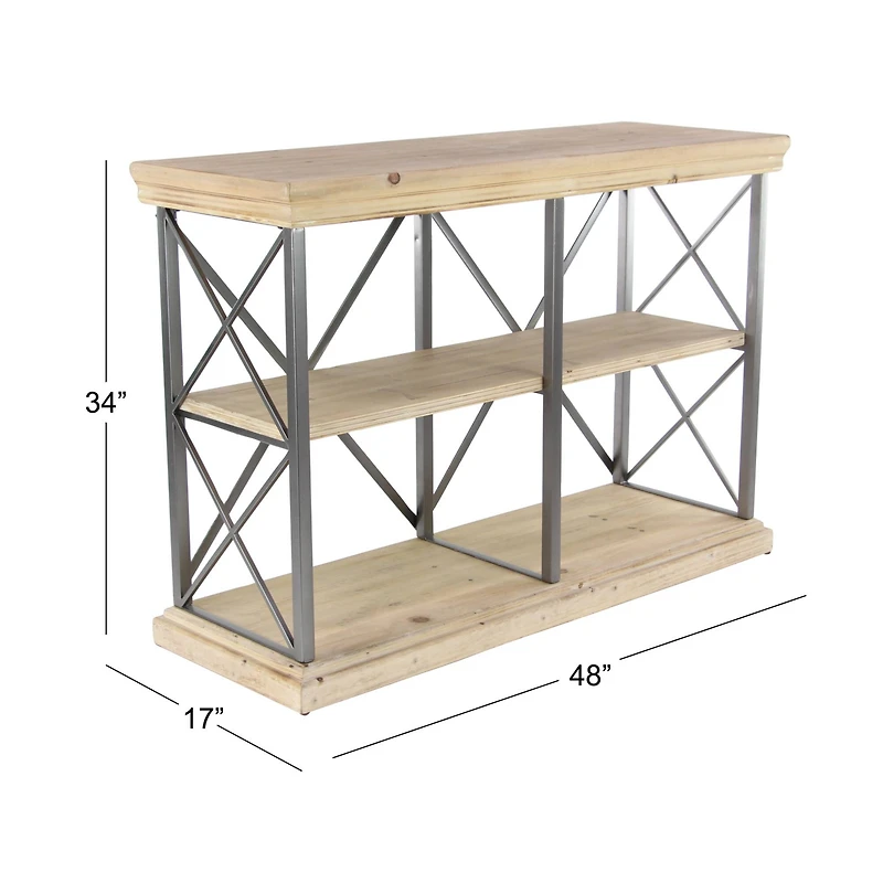 Brown Wood Industrial Shelving Unit, 34 " x 48 " x 17 "