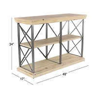 Brown Wood Industrial Shelving Unit, 34 " x 48 " x 17 "