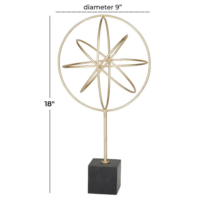 CosmoLiving by Cosmopolitan Gold Marble Contemporary Sculpture, 18" x 9" x 9"