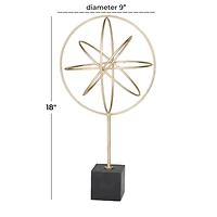 CosmoLiving by Cosmopolitan Gold Marble Contemporary Sculpture, 18" x 9" x 9"