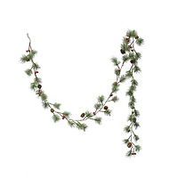 Hello Honey® 6ft. Faux Pine Needle & Red Berries with Natural Pinecones Garland