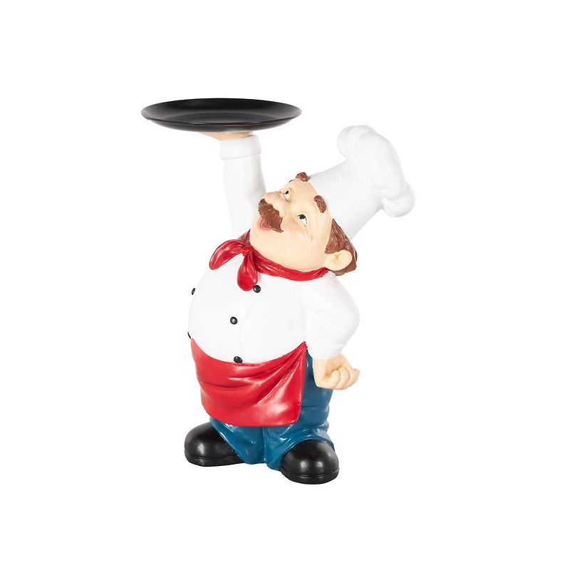 12" Polystone Chef Kitchen Decorative Sculpture with Tray