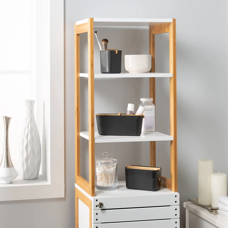 Organize It All Rendition 68" White 6-Shelf Bamboo High Cabinet