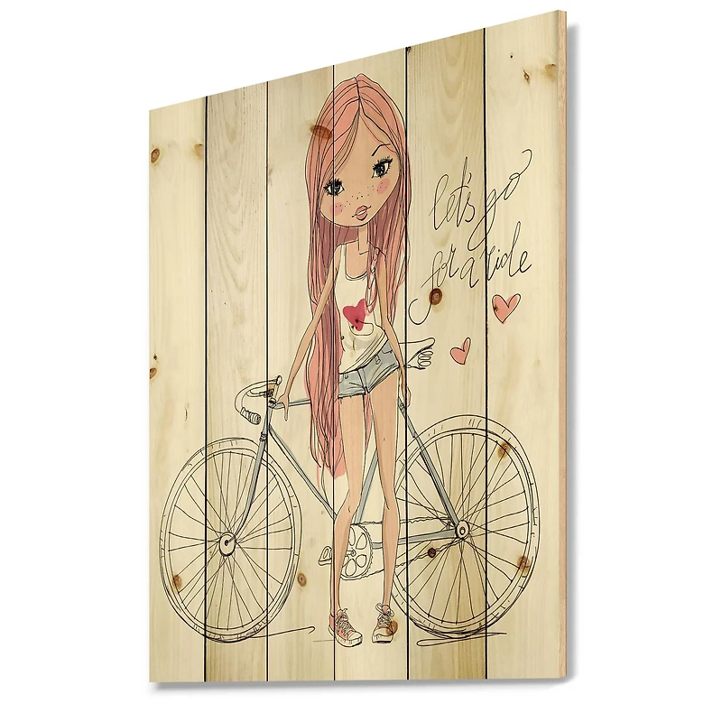 Designart - Young Girl With Bicycle