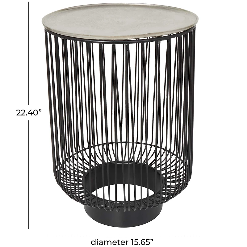 22" Black Aluminum Open Frame Wire Accent Table