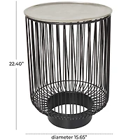 22" Black Aluminum Open Frame Wire Accent Table