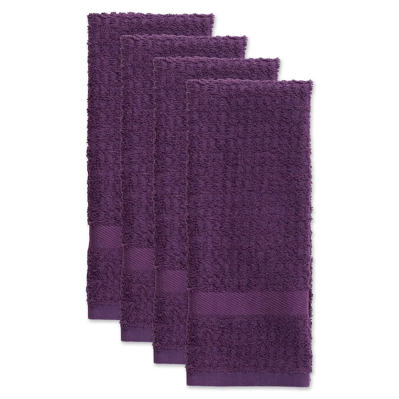 DII® Solid Eggplant Waffle Terry Dishtowel, 4ct.