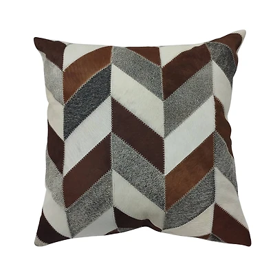 17.5" x 17.5" Calf Hair Leather Patchwork Pillow by Ashland®