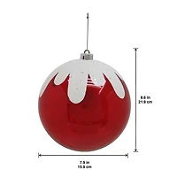 8.5" White Glitter Frosted Red Plastic Jumbo Ball Ornament by Ashland®