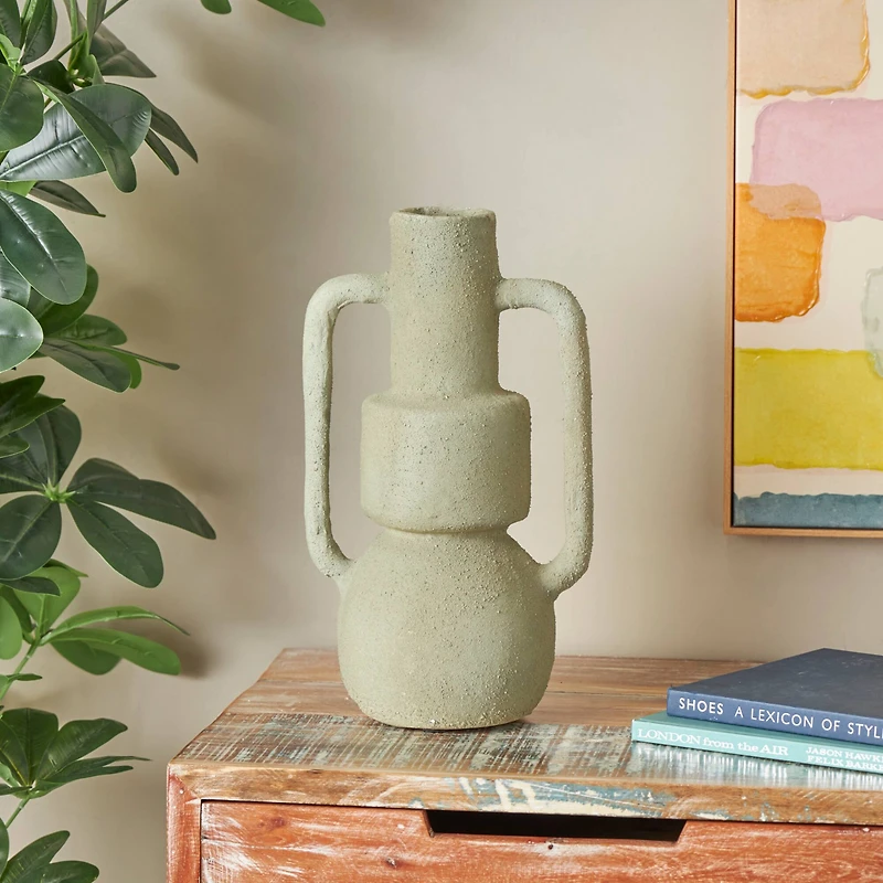 16" Light Gray Paper Mache Textured Vase