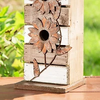 Glitzhome® 14.5" Brown & White Pallet Distressed Birdhouse