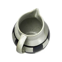 Hello Honey® Ivory & Black Painted Checker Farmhouse Stoneware Pitcher